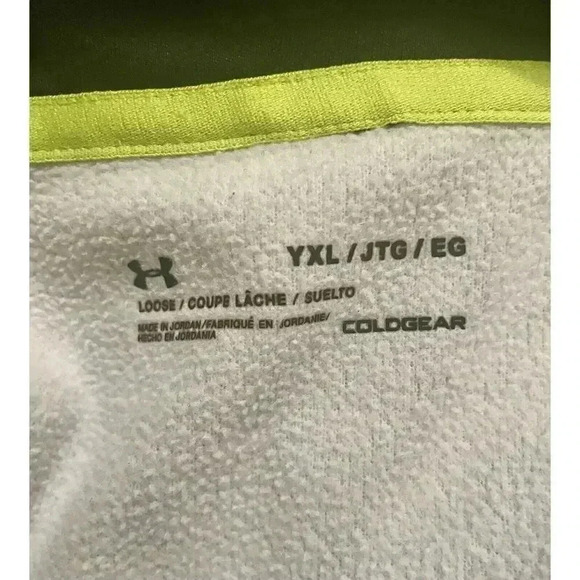 Under Armour ColdGear Pullover Fleece Hoodie Logo Pattern With Pocket Youth XL - Picture 5 of 5